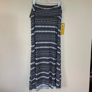 Ella Samani Womens Plus 3X Black White Geometric Diamond Maxi Skirt